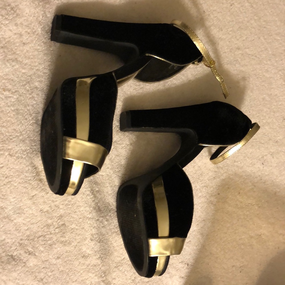 Gold & black heels